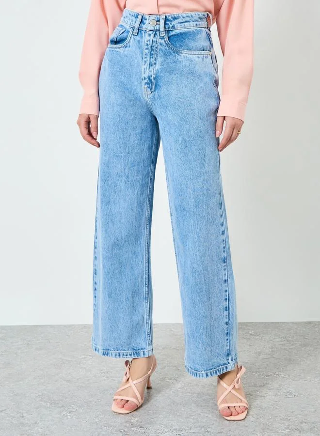 Women Blue High Rise Wide Leg Jeans
